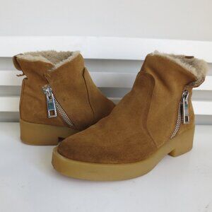 ZARA WOMEN FUR CUFF ZIP ANKLE BOOTS 7192/001